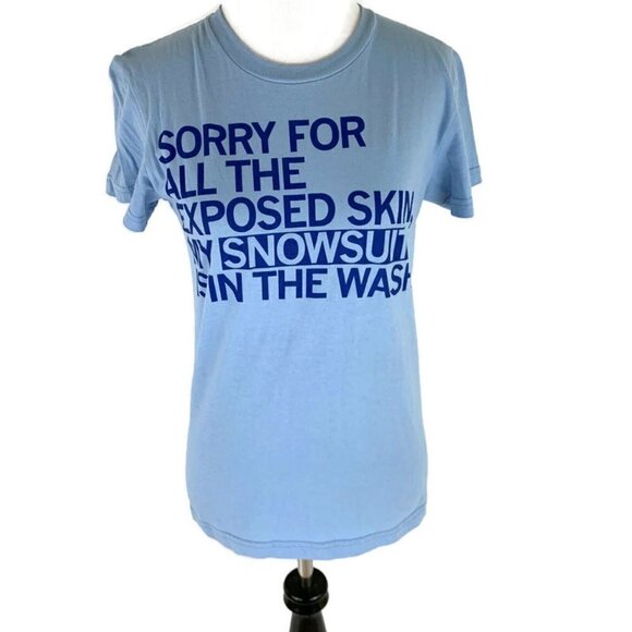 Raygun Women's M Medium Fitted T-Shirt Snow Suit Quote Blue Cotton - Picture 1 of 5